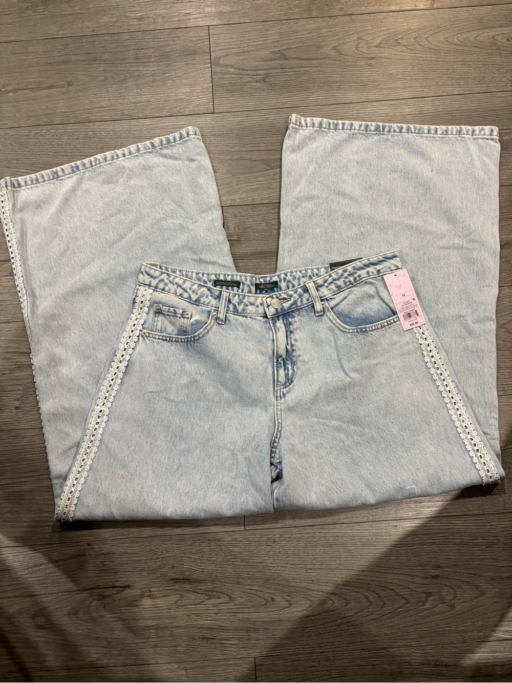 Target Light Blue Lace-Trim Wide Leg Jeans - Women